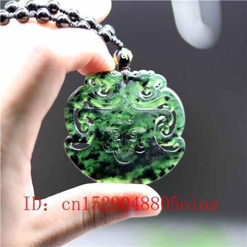 Pendentif Dragon Jade Noir Et Vert Naturel Pour Femmes, Collier Ax, Obsidienne, Breloque, Bijoux Double Face, Amulette Creuse Sculpte, Cadeaux Pour Femmes