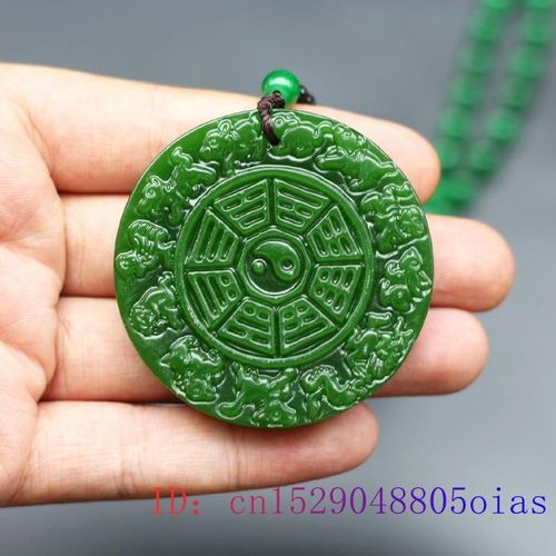 Pendentif Du Zodiaque En Jade Vert, Pour Collier Chinois Naturel, Bijoux En Jade, Amulette Sculpte,  La Mode, Cadeaux Pour Femmes Et Hommes