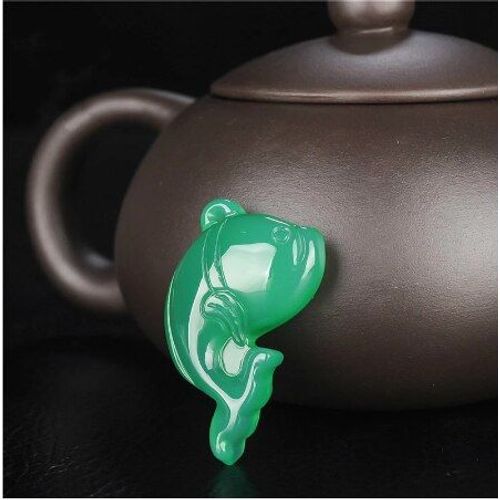 Pendentif En Agate Verte Naturelle, Pendentif En Jade Avec Dauphin, Calcdoine Sculpte, Bijoux Amulette  La Mode Pour Hommes Et Femmes, Porte-Bonheur