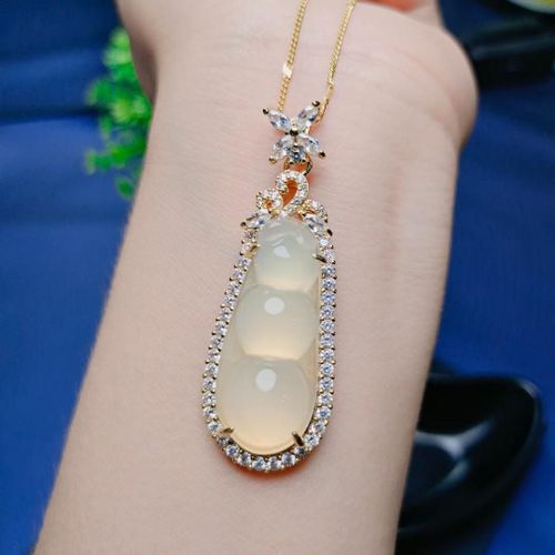 Pendentif En Calcdoine Jaune Pour Femmes, Bijoux  La Mode, Vraie Pierre De Jades Chinoise Et Amulette En Diamant, Cadeaux, Accessoires