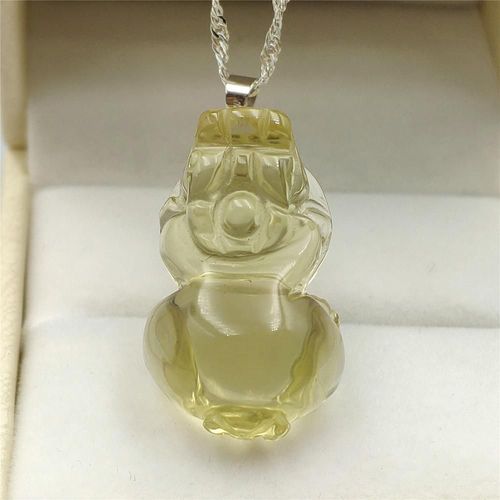 Pendentif En Citrine Naturelle, Quartz Jaune, Pierre Prcieuse Sculpte Pi Xiu, 30x20x15mm, Collier, Livraison Directe Aaaaa
