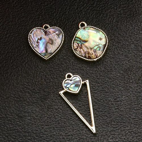 Pendentif En Coquillage D'ormeau Naturel, Breloques En Forme De CUr, Trfle  Quatre Feuilles, Triangle, Paua, Diy, Bijoux, Boucles D'oreilles