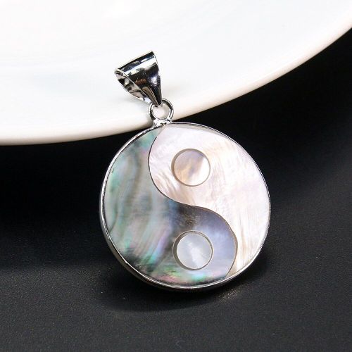 Pendentif En Coquillage Rond Yin Yang De 3cm, Pendentif Tai Chi En Nacre Noire Et Blanche, Breloques Du Taoism Chinois, Collier, Boucle D'oreille, Amulette, Bijoux