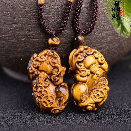 Pendentif En Forme D'oeil De Tigre Jaune Naturel, Pierre Prcieuse Sculpte De Richesse Pi Xiu 37x22mm, Collier Naturel, Livraison Directe Aaaaa
