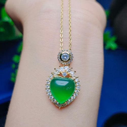 Pendentif En Forme De CUr En Jade Naturel Vritable Pour Femme, Breloques En Pierre De Jades, Chrysoprase, Bijoux  La Mode Pour Filles, Amulette En Calcdoine Verte, Cadeaux