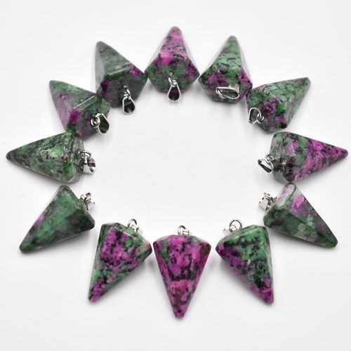 Pendentif En Forme De Pyramide Hexagonale, Pierre Naturelle, Trsor Rouge Et Vert, Breloques Pour La Fabrication De Bijoux, Vente En Gros, 12 Pices, Nouvelle Mode 2021