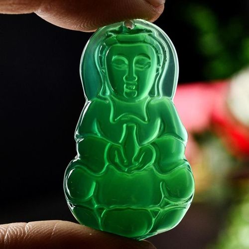 Pendentif En Jade De Bouddha En Calcdoine Naturelle, Pour Femmes Et Hommes, Vritable Pierre De Jades Certifie, Guanyin, Amulette, Cadeau, Bijoux  Breloques Chrysoprase