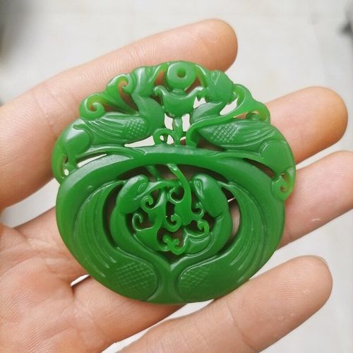 Pendentif En Jade De Cygne Sculpt  La Main, Vert Naturel, Bijoux Boutique De Mode, Modles De Couple, Rester Ensemble Pour Un Collier  Vie, Cadeau