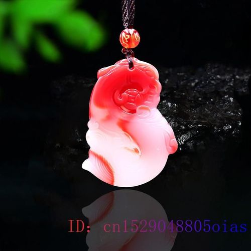 Pendentif En Jade Et Phnix Pour Femmes, Amulette  La Mode, Breloque Sculpte, Pierre Prcieuse, Bijoux En Jade, Rouge, Blanc, Collier Naturel