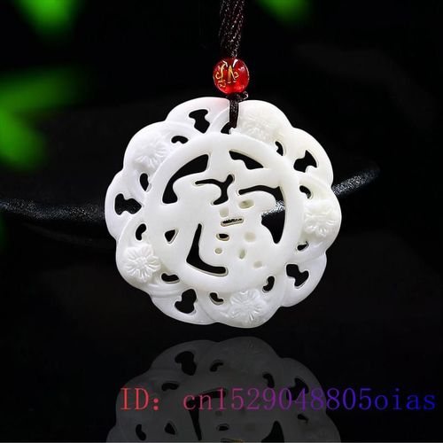 Pendentif En Jade Fu, Bijoux  La Mode, Accessoires Chinois, Cadeaux Sculpts Naturels, Collier  Breloques Pour Femmes, Amulette Blanche Double Face