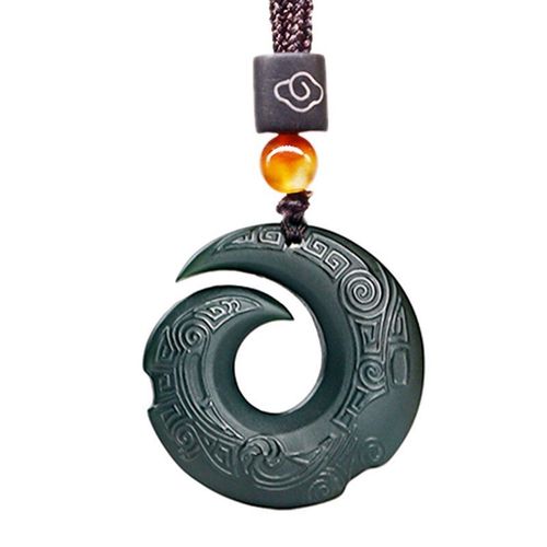 Pendentif En Jade Htian Vert Fonc Naturel, Avec Nuage D'argent, Bijoux Pour Femmes Avec Chane En Corde