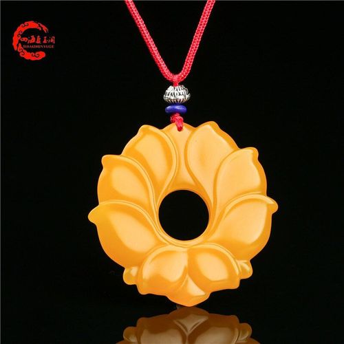 Pendentif En Jade Jaune Naturel Sculpt  La Main Pour Femme, Bijoux De Marque En Jade De Jadite