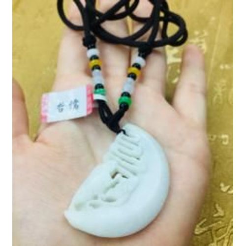 Pendentif En Jade Naturel, Collier Tricolore Vert Clair Sculpt En Croissant Creux, Perle De Jade, Envoyer Un Certificat