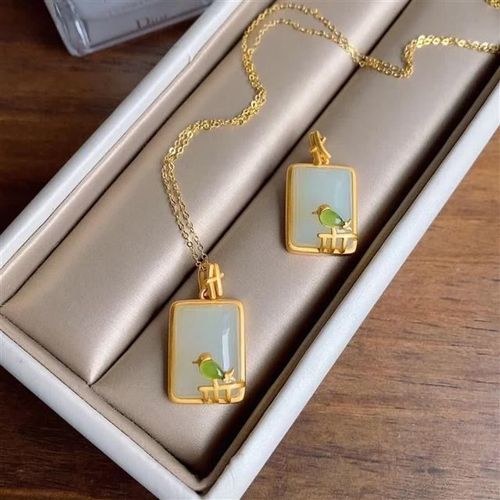 Pendentif En Jade Naturel Hetian S925, En Argent Sterling Incrust De Dorure, Plaque Carre En Jade Gris Hetian, Pendentif De Clture En Jaspe D'oiseau Pour Femme