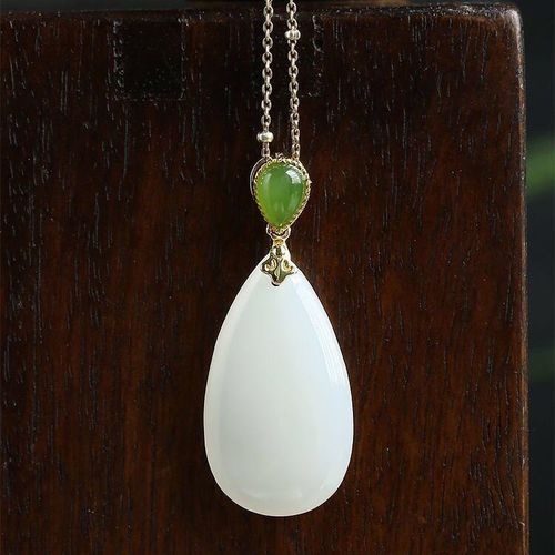 Pendentif En Jade Naturel Hotian Pour Femmes, Collier En Jade Blanc En Forme De Goutte De Qualit Suet, Jaspe Ruyi  Offrir  Maman