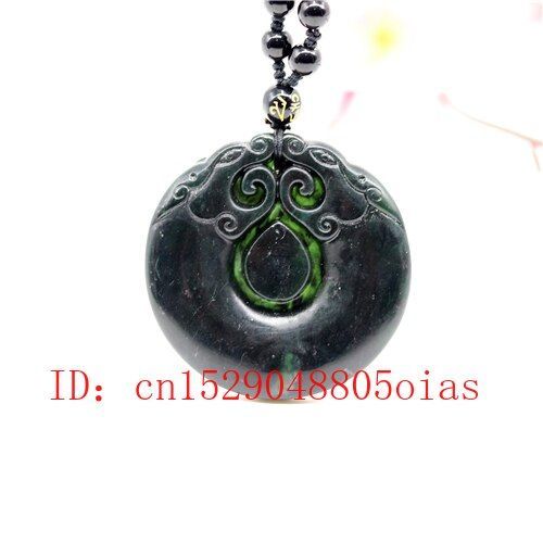 Pendentif En Jade Obsidienne Pour Femmes, Collier De Perles, Amulette Sculpte, Vert Et Noir, Bijoux Fins, Cadeaux De Charme  La Mode