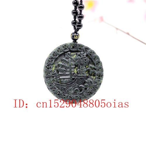 Pendentif En Jade Obsidienne Pour Femmes, Collier En Perles, Amulette Sculpte, Noir Et Vert Naturel, Breloque  La Mode, Cadeaux Pour Femmes