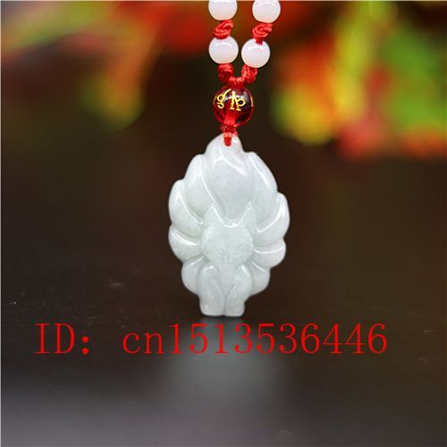 Pendentif En Jade Vert Et Blanc Naturel Avec Renard  Neuf Queues, Collier En Jade meraude, Amulette Sculpte,  La Mode, Cadeaux Pour Femmes