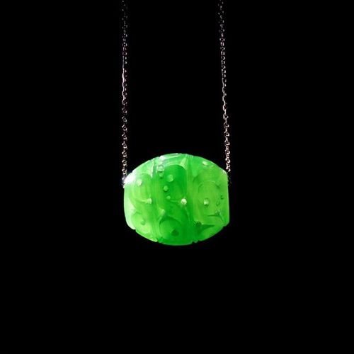 Pendentif En Jade Vert Jaspe Naturel, Collier Creux Sculpt  La Main En Argent Sterling 925, Bijoux En Jade Jadite