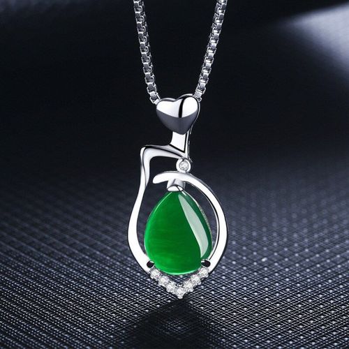 Pendentif En Jade Vert Naturel, Calcdoine, Goutte D'eau, Agate, Argent 925, Collier  La Mode, Bijoux, Amulette Sculpte, Cadeaux Pour Femmes