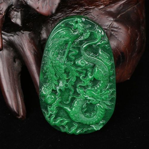 Pendentif En Jade Vert Naturel Pour Femmes, Bijou En Jade Sculpt  La Main Sur Les Deux Cts