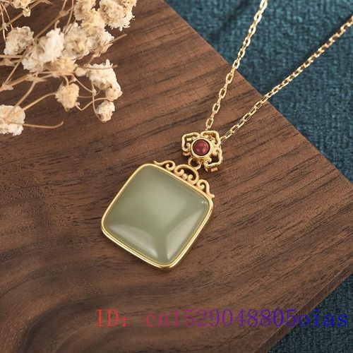 Pendentif En Jade Vert Pour Femmes, Collier En Argent 925, Pierre Prcieuse Naturelle, Amulette, Breloque, Calcdoine, Bijoux En Zircon Chinois