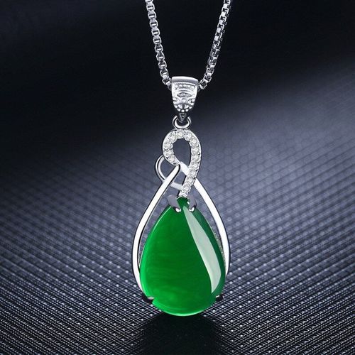 Pendentif En Jaspe Et Calcdoine Vert Naturel Sculpt  La Main, Collier Incrust D'argent 925, Bijoux Tendance Pour Femmes, Accessoires Cadeaux