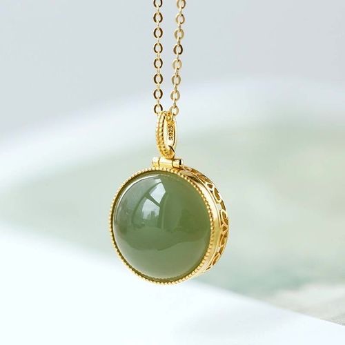 Pendentif En Jaspe Hetian Naturel Pour Femmes, Design Original, Motif Rtro Chinois, Artisanat Unique, Bijoux En Argent