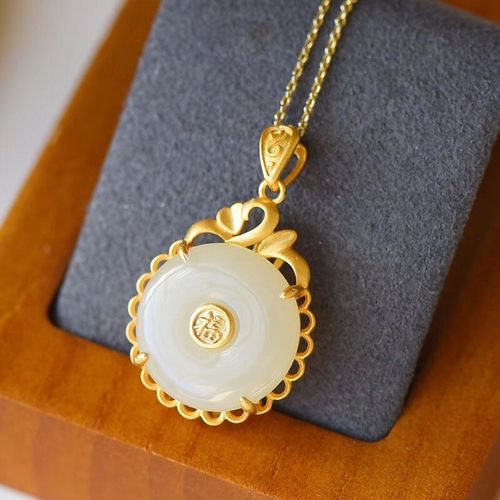 Pendentif En Jaspe Hetian Vert Naturel Sculpt  La Main, Boucle De Scurit, Bijoux  La Mode Pour Femmes, Collier Incrust D'argent 925