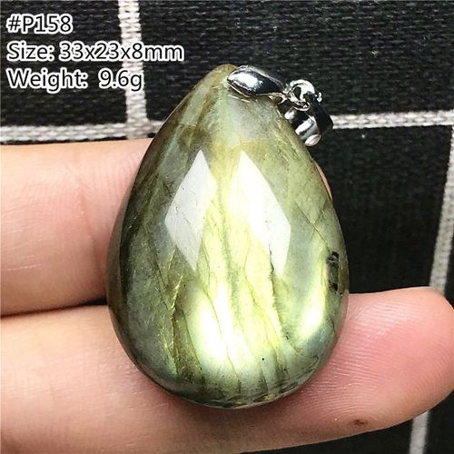 Pendentif En Labradorite 100% Naturelle Jaune Bleu, Bijoux Pour Femmes Et Hommes, Perles En Cristal Argent, Goutte D'eau, Pierre De Lune Aaaaa