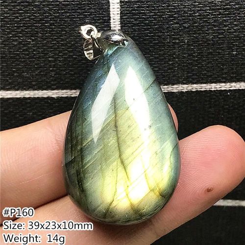 Pendentif En Labradorite En Cristal Pour Femmes Et Hommes, Bleu Jaune Naturel, Perles En Pierre De Lune, Pierres Prcieuses, 39x23x10mm, Aaaa