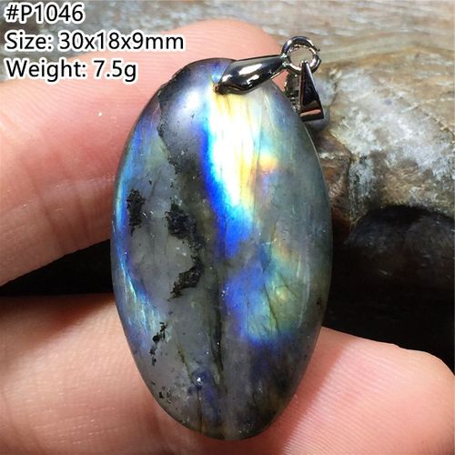 Pendentif En Labradorite Naturelle, Bijoux Pour Femmes Et Hommes, Cadeau De Gurison, Pierre De Cristal En Argent, Perles De Lumire Jaune Et Bleue, Pierre De Lune