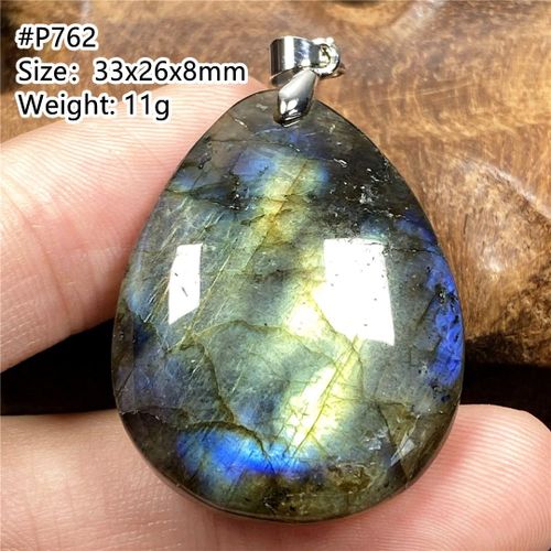 Pendentif En Labradorite Naturelle Jaune Et Bleue Pour Femmes Et Hommes, Perles De Cristal En Argent, Pierre Reiki, Bijoux  La Mode Aaaaa