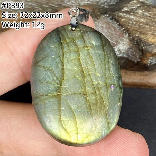 Pendentif En Labradorite Naturelle Pour Femmes Et Hommes, Bijoux En Cristal Jaune Bleu Clair, Perles En Argent, Pierre De Lune Reiki, Aaaaa