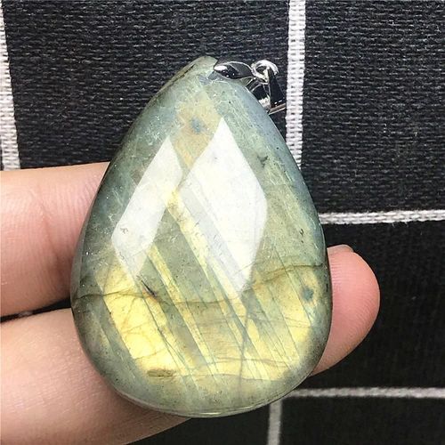 Pendentif En Labradorite Naturelle Pour Homme Et Femme, Bijoux En Argent Jaune Clair, En Forme De Goutte D'eau Et De Pierre De Lune, 41x29x9mm, Aaaaa