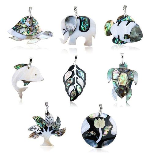 Pendentif En Nacre Naturelle Blanche Et Noire, Breloques En Forme De Coquillage, D'lphant, De Tortue, De Poisson, D'ormeau, Pour La Fabrication De Bijoux