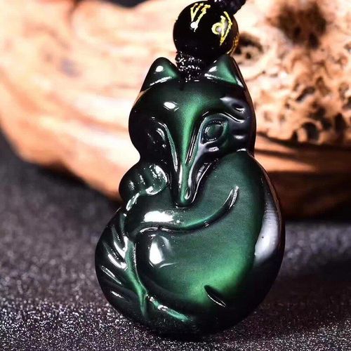 Pendentif En Obsidienne Arc-En-Ciel Naturel Sculpt  La Main, Collier En Renard  Neuf Queues, Bijoux  La Mode Pour Hommes Et Femmes, Couleur Arc-En-Ciel
