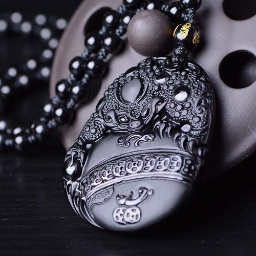Pendentif En Obsidienne Noire Naturelle Pour Hommes, Pendentif En Forme De Crapaud Dor Sculpt  La Main, Bijoux De Boutique  La Mode, Collier Cadeau Pour Hommes