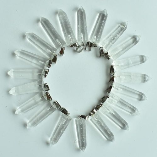 Pendentif En Pierre Blanche Pastque, Pendentif En Forme De Pilier Hexagonal Pour Le Marquage De Bijoux, Vente En Gros, 24 Pices, Livraison Gratuite