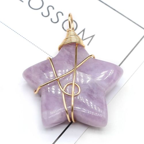 Pendentif En Pierre Naturelle Pour Femme, Fait  La Main, Fil De Cuivre, Pentangle Enroul, toile, Mousse, Agate, Quartz, Collier  Faire Soi-Mme, Bijoux