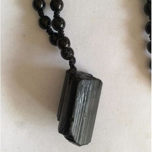 Pendentif En Pierre Tourmaline Noire Naturelle, Grosses Particules, Forme Irrgulire, Bijoux  La Mode
