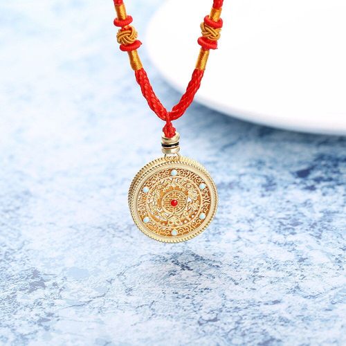 Pendentif En Porcelaine En mail Rouge Du Sud Naturel, Collier Creux De Style Chinois Rtro Unique, Breloque Artisanale En Or Ancien, Bijoux En Argent