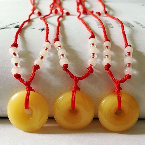 Pendentif En Rsine De Cire D'abeille Pour Femmes, 3 Pices, En Forme De Beignet, Sculpt, Ambre, Boucle De Scurit, Pull, Collier, Bijoux, Breloque, Amulette, Cadeaux Pour Femmes