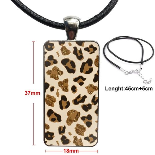 Pendentif En Verre Imprim Lopard Blanc Beige Gris, Demi Pendentif Fait  La Main, Collier Rectangle