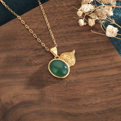 Pendentif Gourde En Jade Vert 925 Argent Calcdoine Cristal Zircon, Amulette, Cadeaux, Bijoux  La Mode, Collier, Breloque Naturelle, Pierre Prcieuse