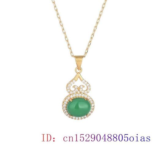 Pendentif Gourde En Jade Vert Pour Femmes, Collier  Breloque Chinoise En Cristal Naturel, Argent 925, Bijoux En Pierres Prcieuses, Cadeaux De Calcdoine  La Mode