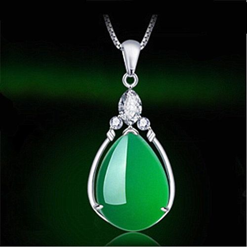 Pendentif Goutte D'eau En Jade Vert Naturel, Calcdoine, Collier En Argent 925, Breloque Sculpte, Bijoux Amulette  La Mode, Cadeaux Pour Femmes