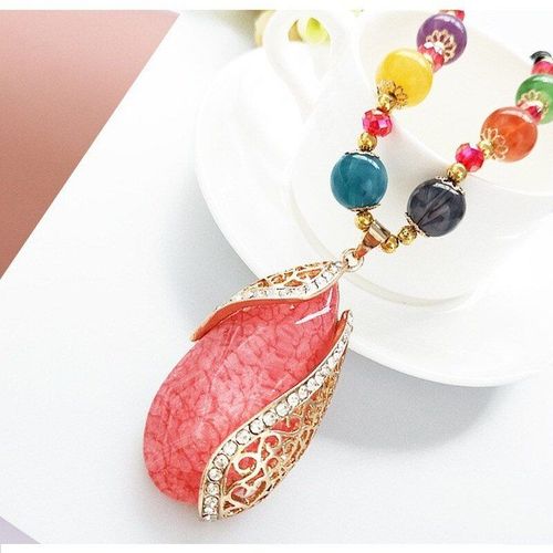 Pendentif Goutte D'eau Sculpt  La Main En Calcdoine Jaune Naturelle, Bijoux Boutique De Mode, Collier Goutte D'eau Pour Hommes Et Femmes