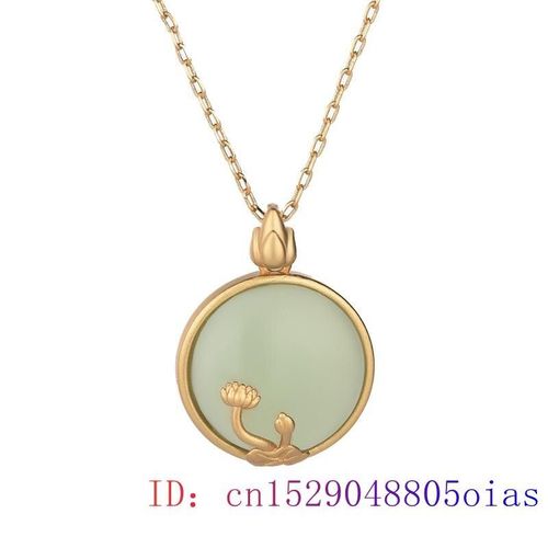 Pendentif Lotus En Jade Vert Pour Femmes, Bijoux Chinois Naturel, Collier En Calcdoine,  La Mode, Amulette En Zircon, 925