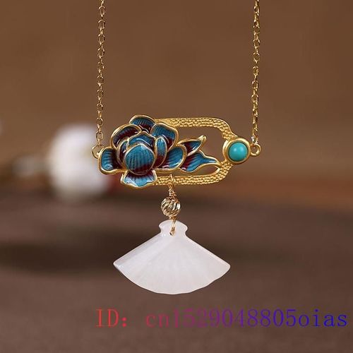Pendentif Lotus Jade Blanc En Cristal 925 Argent, Breloque, Cadeaux Naturels, Collier Calcdoine, Amulette Chinoise Pour Femmes, Bijoux  La Mode En Zircon
